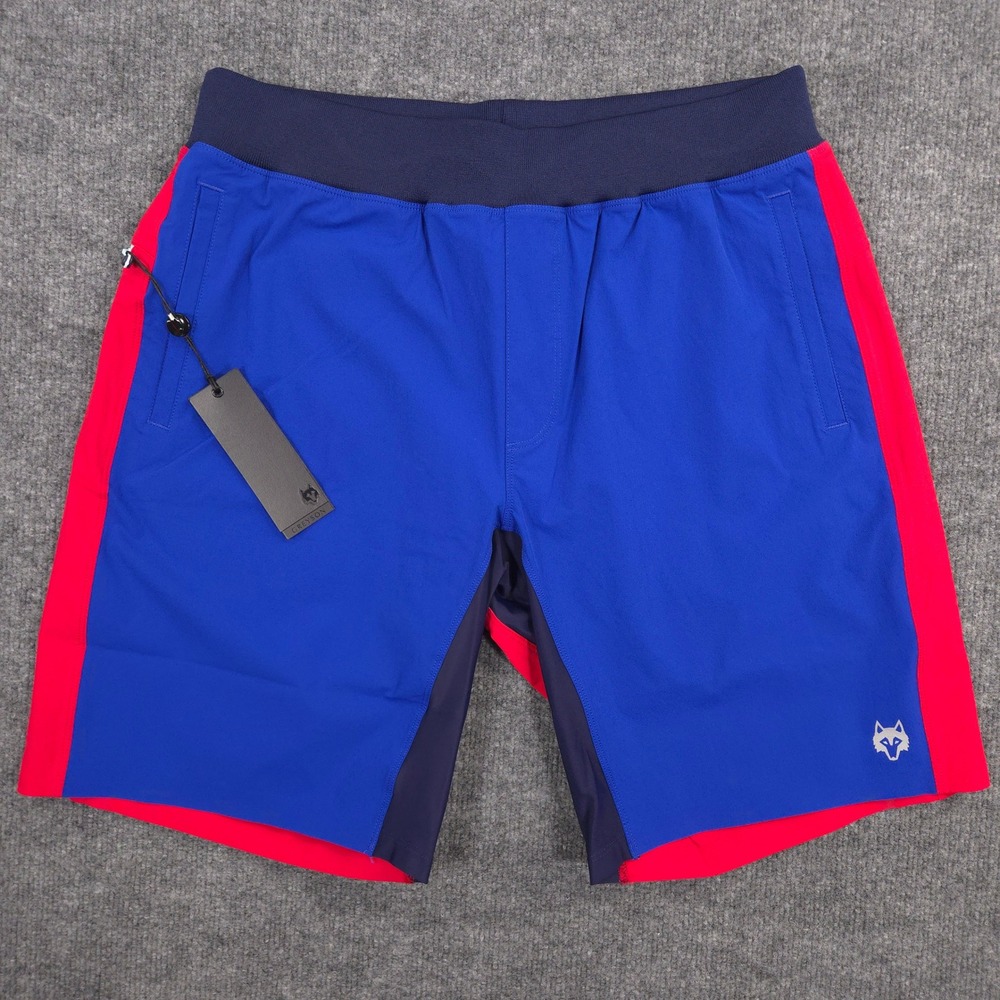 Greyson Fulton Shorts Mens L Mojave Blue Red Colorblock Performance Golf Gym NEW